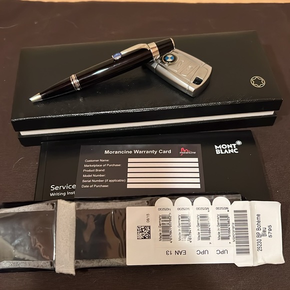 Mount Blanc ballpoint blue pen with blue sapphire 4.3 inches - Picture 7 of 10